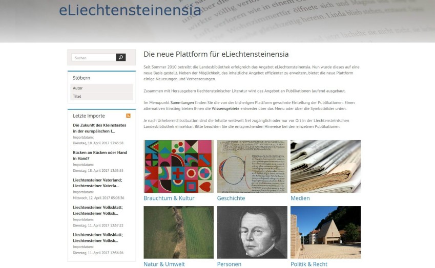 Die neue digitale Plattform eLiechtensteinensia